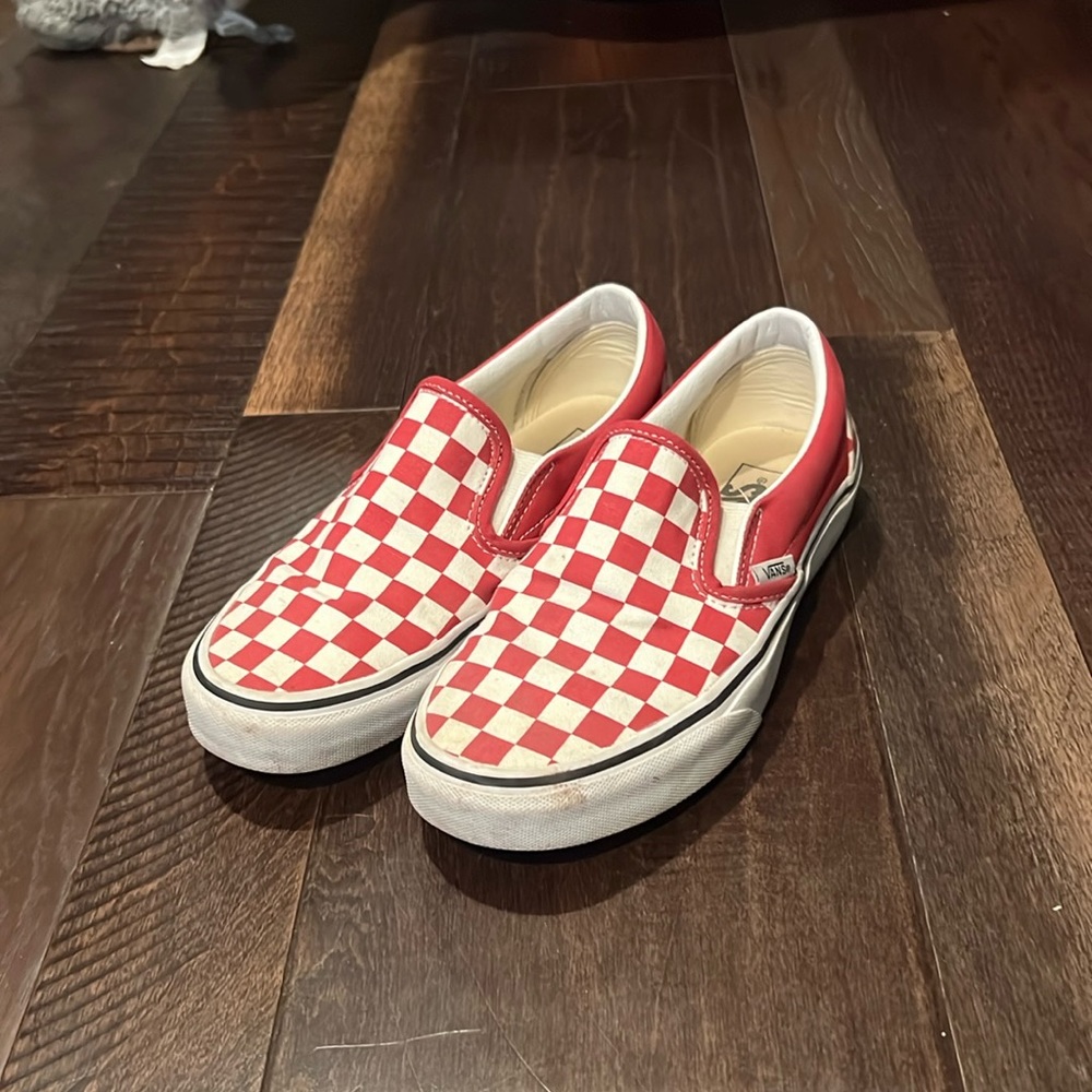 Vans Classic Slip-On Sneakers Dark Pink Checkers Womens Size 7.5 Mens 6
